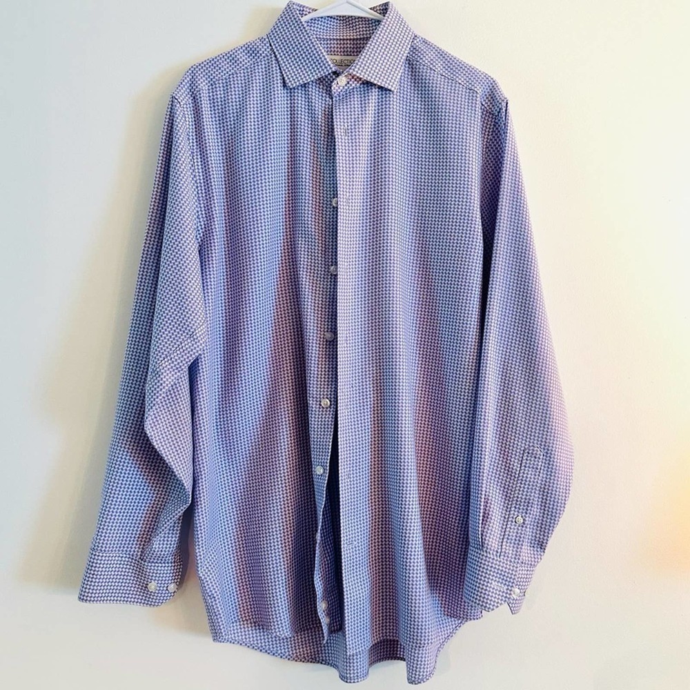 Collection by Michael Strahan Long Sleeve Lavender & White Shirt - 16 34/35 XLG